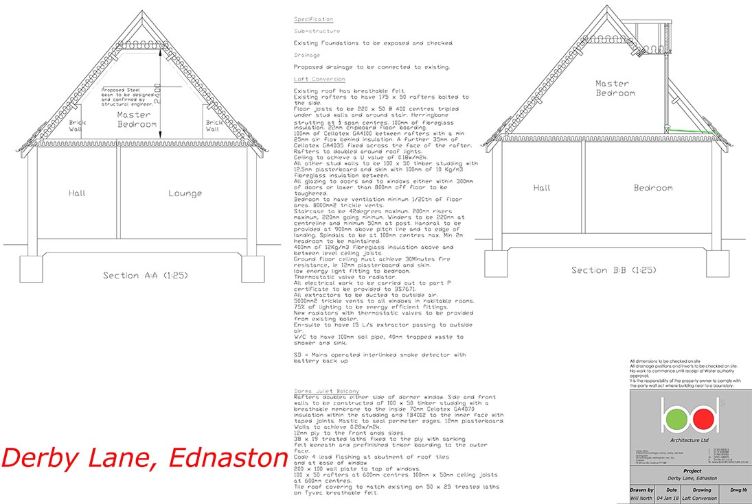 Ednaston Loft Conversion Detail Drawing