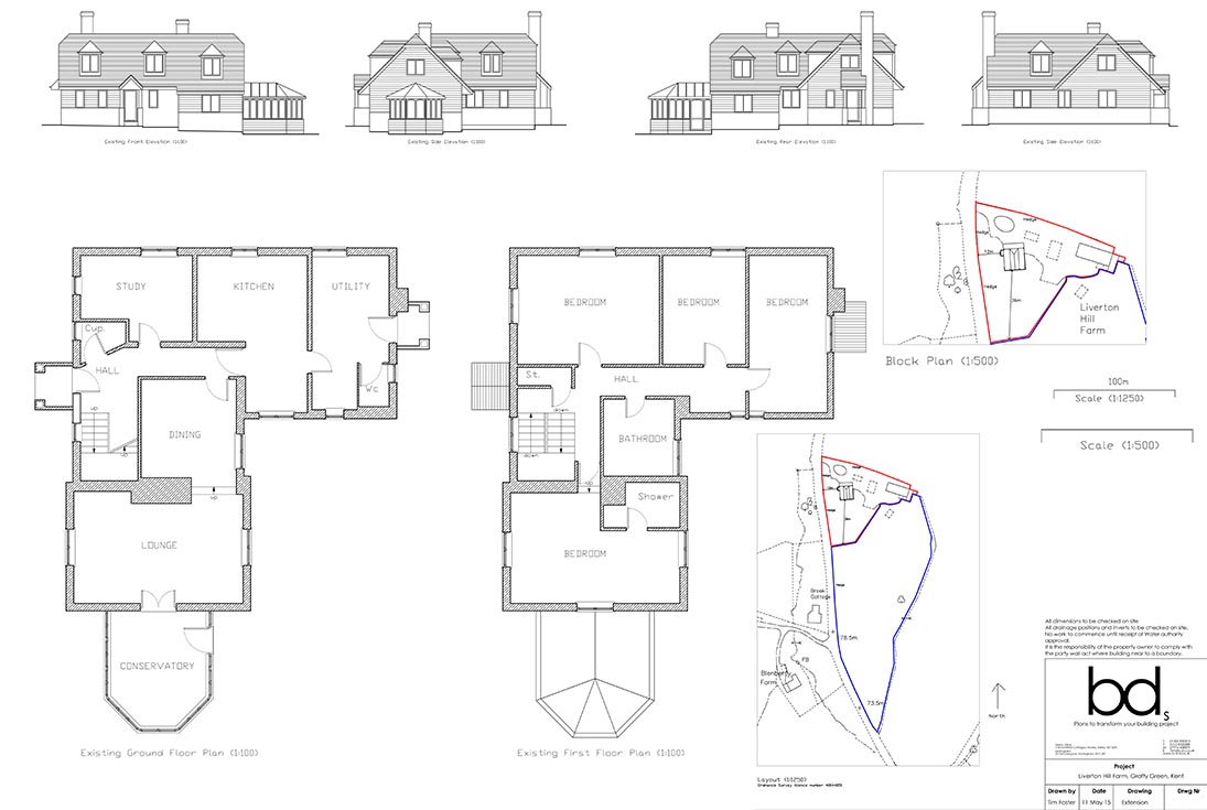 Kitchen & Bedroom Extrension, Existing Drawing