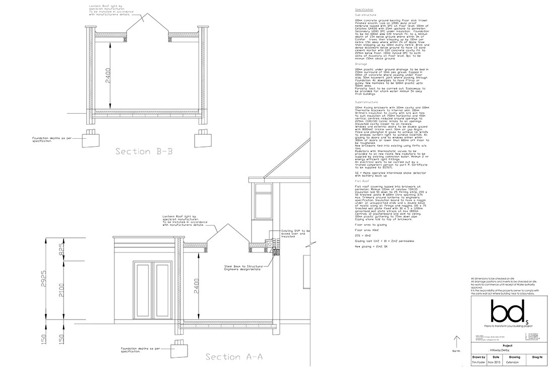 Littleover Single Storey Kitchen Extension Detail Drawing