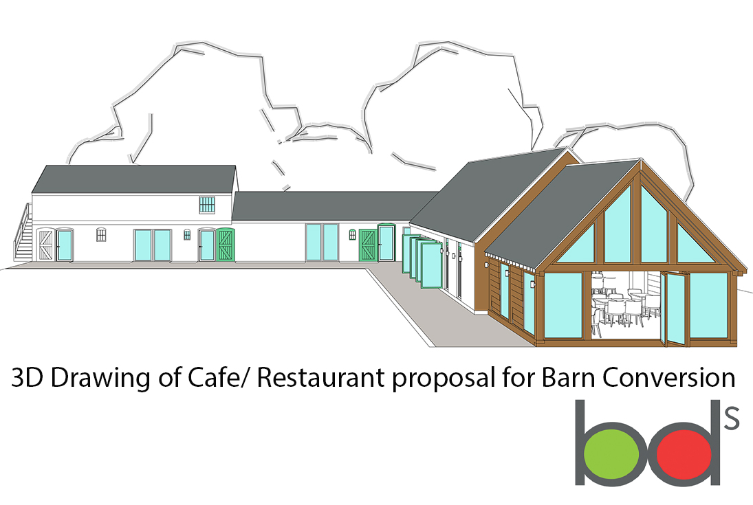 Barn Conversion Cafe 3D Drawing