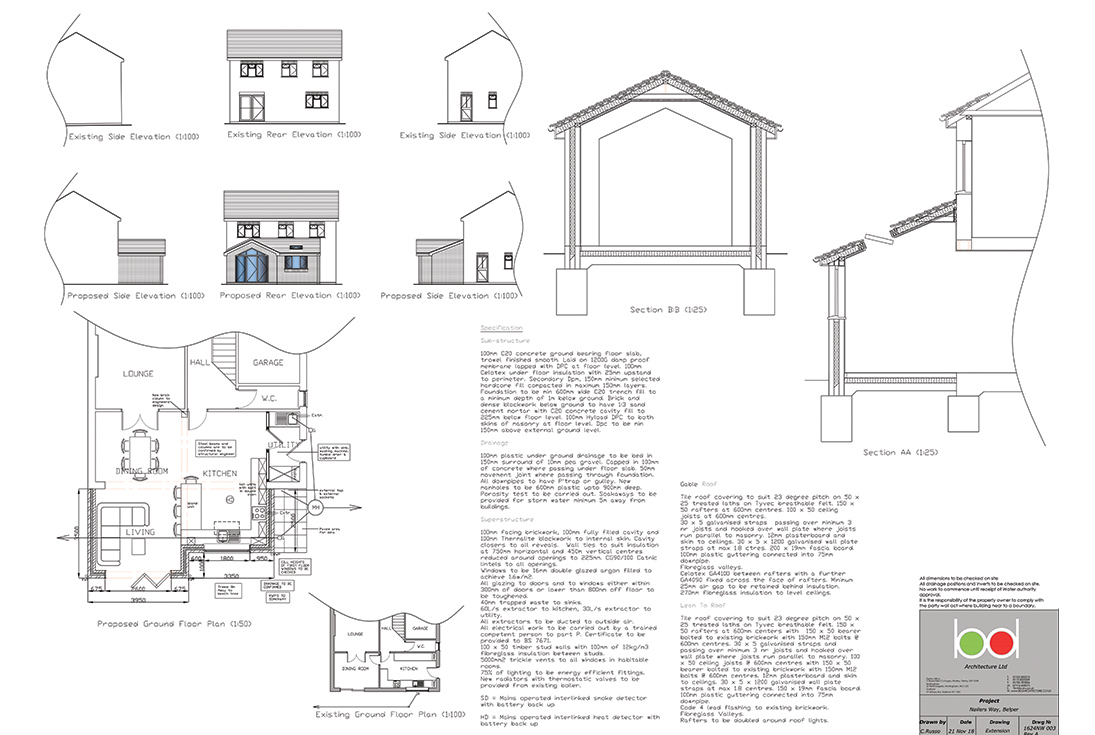 Kitchen Living Extension Design Drawing